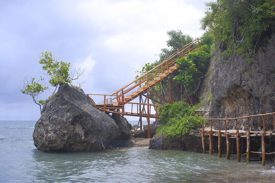 bamboo stair up to the hill of sori nehe beach