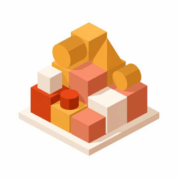 Colorful building blocks stacked in a playful arrangement.