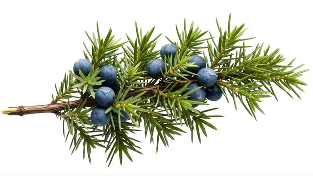 A sprig of juniper berries on a transparent background