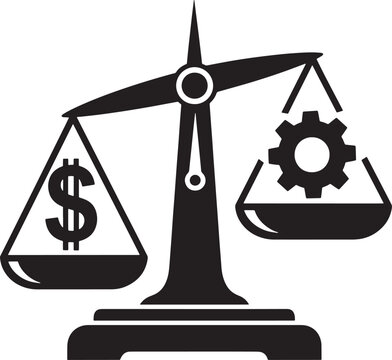 Balance scale showing money symbol versus gear icons for technology investment