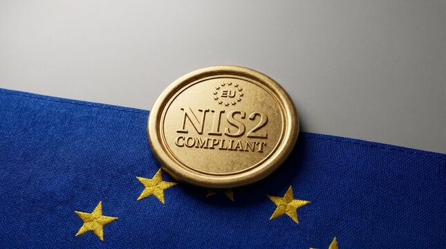 Golden medal symbolizing adherence to stringent European Union cybersecurity regulations, highlighting digital security standards and compliance within the bloc for critical infrastructure