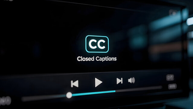 Video player interface with closed captions icon