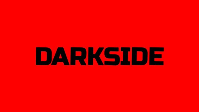 Bold black Darkside text animation on vibrant red background, perfect for dark concept, power themes, and dramatic high impact visuals.