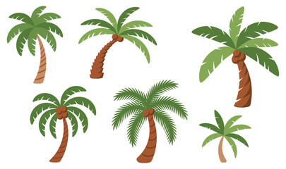 Obraz premium Tropical Island Palm Trees: A collection of various palm trees, capturing the essence of a tropical paradise with their lush green fronds and sturdy trunks. 
