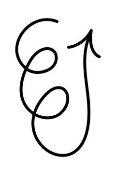 Hand drawn loop arrow PNG, scribble curved arrow, messy swirl directional line, sketch style doodle arrow for design, UI, social media, posters, flow diagrams, creative layouts. High-res graphic icon