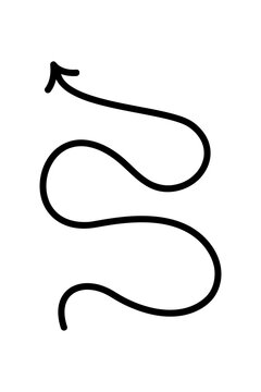 Hand drawn wavy arrow PNG, smooth curved directional arrow, flowing line doodle, sketch style path arrow for navigation, design, UI, social media, diagrams and creative projects