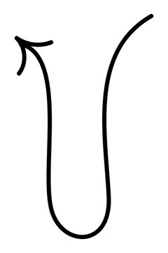 Hand drawn U turn arrow PNG. Long curved marker brush arrow with smooth bend. Sketch style directional symbol for navigation, maps, branding, UI, social media, stickers, diagrams, creative layouts