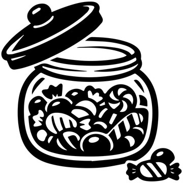 Please help yourselves to the sweet candy jar signage icon with transparent background candy station symbol

