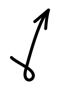 Hand drawn loop upward arrow PNG. Chunky curved arrow with circular base, sketch style directional symbol for growth, navigation, UI, diagrams, charts, presentation, infographics, and creative design