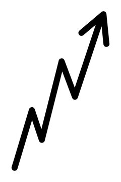 Hand drawn zigzag arrow PNG, upward growth arrow, sharp angular line, sketch style increase trend symbol for business, finance, analytics, charts, social media, presentations, UI, infographic design