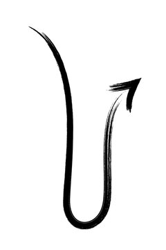 Hand drawn U turn arrow PNG. Long curved textured brush arrow with smooth bend. Sketch style directional symbol for navigation, maps, branding, UI, social media, stickers, diagrams, creative layouts