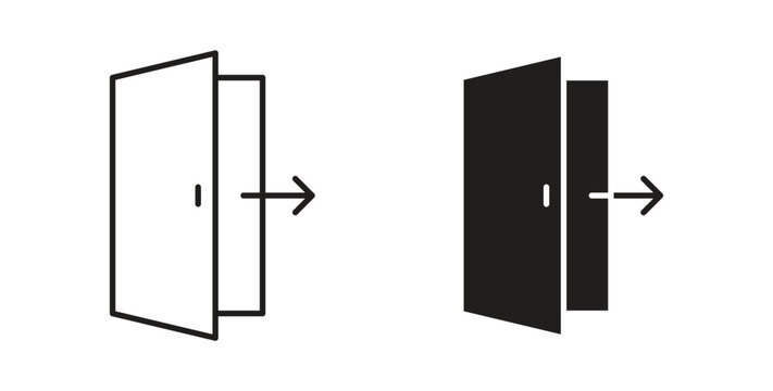 Exit icon set different line and flat style collection.