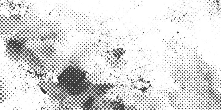Abstract Black and White Grunge Halftone Texture Vector Background with Distressed Dot Pattern and Grainy Noise