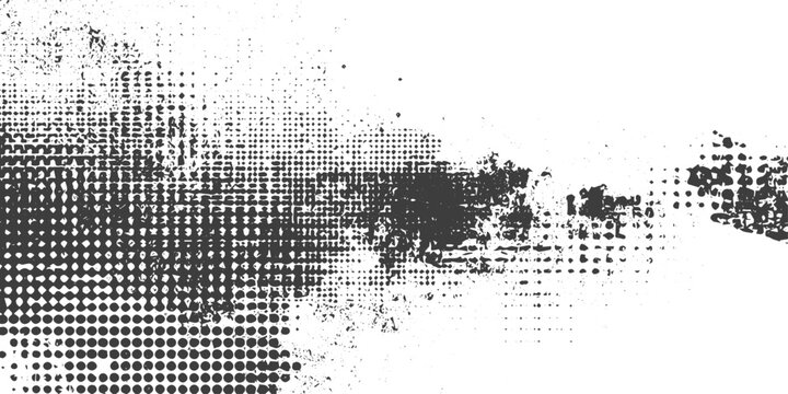 Abstract Grunge Halftone Texture Vector with Distressed Dot Pattern and Spray Effects on White Background