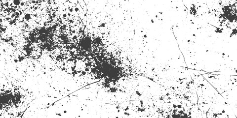 Obraz premium Black Ink Splatters and Distressed Grunge Texture Vector Background with Paint Spray and Scratches on White