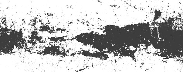 Fototapeta premium Panoramic Black and White Grunge Texture Background with Distressed Vector Paint Effect