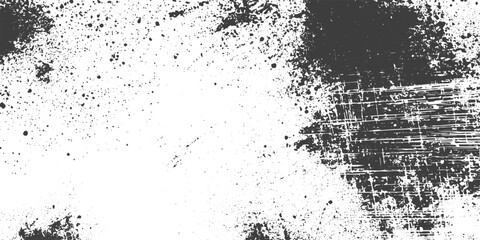 Fototapeta premium Black and White Abstract Grunge Texture Background with Distressed Grain and Ink Splatter Vector Illustration