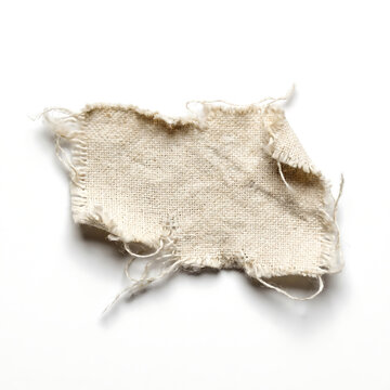 Tattered clothing label isolated on white background for apparel design