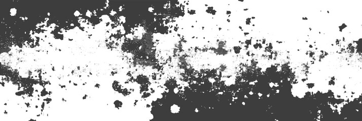 Obraz premium Black and White Grunge Abstract Banner with Distressed Halftone Texture Overlay