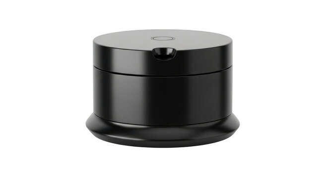 Modern black computer tower case with front panel and vents isolated on transparent background