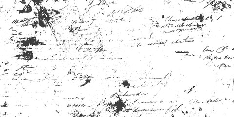Black and White Grunge Texture with Distressed Vintage Handwriting and Ink Splatter Vector Background © M2L