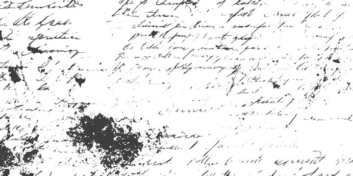 Vintage Distressed Handwritten Manuscript Background with Calligraphy and Grunge Texture Vector Illustration