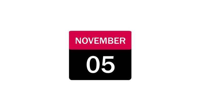 Calendar Icon Showing November 5th in Red and Black Colors for Event Planning and Scheduling