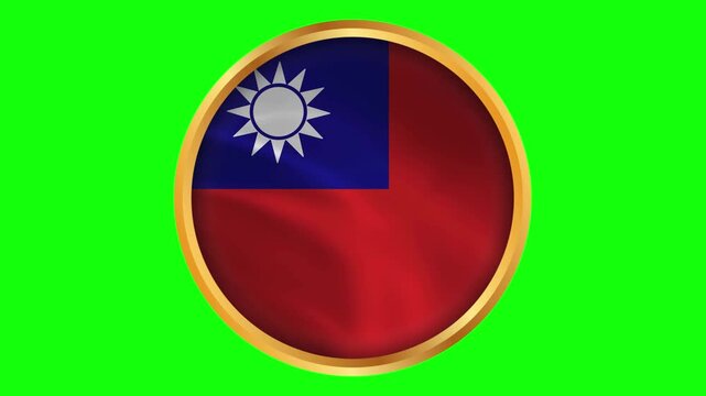 Taiwan Round Framed National Wavy Flag. Circular Blowing Flag of Taiwan.
