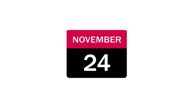 A clean, modern graphic icon of a calendar page set to November 24th, featuring bold typography and a flat design style, isolated on a clean white background.
