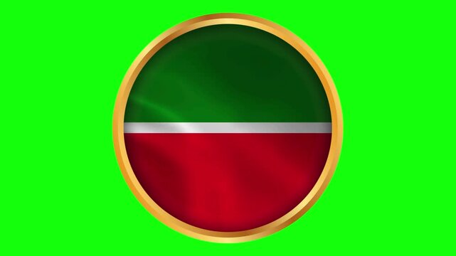 Tatarstan Round Framed National Wavy Flag. Circular Blowing Flag of Tatarstan.