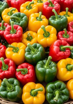 Colorful Bell Peppers Pile Close Up Food Still Life