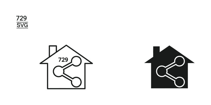 Household network icon designs with the number 729 integrated into the graphics