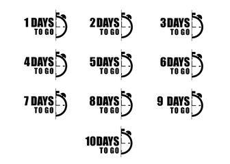 Obraz premium 10 Days Countdown Label Set Timer Badge Collection Vector