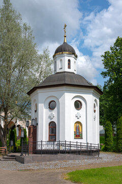 Chapel of the Transfiguration of the Lord, where Abbess Elizabeth is buried. The territory of the Spaso-Eleazarovsky monastery. Elizarovo, Pskov region. Russia