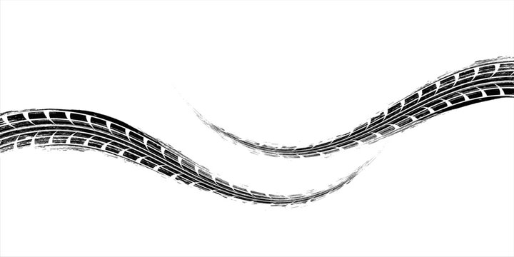 Black tire marks on road, Black rubber tire marks and tread marks, Tire trace track wheels texture and background,