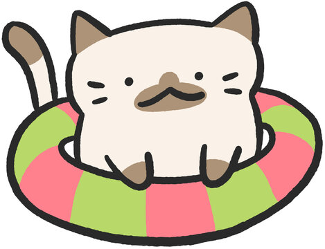 Illustration of Cute Cat in a Swimming Float