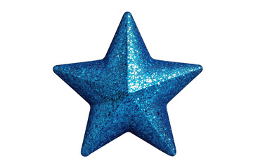 Obraz premium Blue glitter star decoration presenting a shimmering texture for holiday celebrations and festive events on transparent background