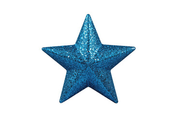 Obraz premium Blue glitter star decoration presenting a cheerful symbol of christmas holidays, winter magic, party, and festive spirit