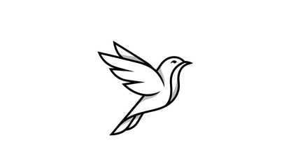 Minimalist Dove Flying Icon, Simple Line Art Bird Silhouette, Symbol of Peace and Freedom © Kamim