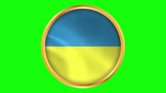 Ukraine Round Framed National Wavy Flag Circular Blowing Flag of Ukraine