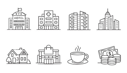 Obraz premium Urban Building and Finance Icon Set