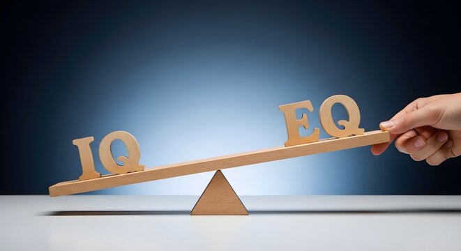 Balancing IQ and EQ A Visual Representation of Emotional Intelligence and Intellectual Quotient on a Seesaw