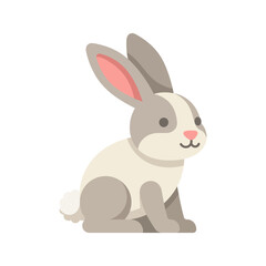 Obraz premium Rabbit farm animal icon, simple bunny with long ears sitting, flat vector illustration.