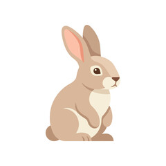 Obraz premium Rabbit farm animal icon, simple bunny with long ears sitting, flat vector illustration.