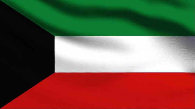 Full screen loop video of Kuwait flag waving