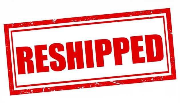 Bold Red &ldquo;RESHIPPED&rdquo; Stamp Graphic &ndash; Logistics & Delivery Label