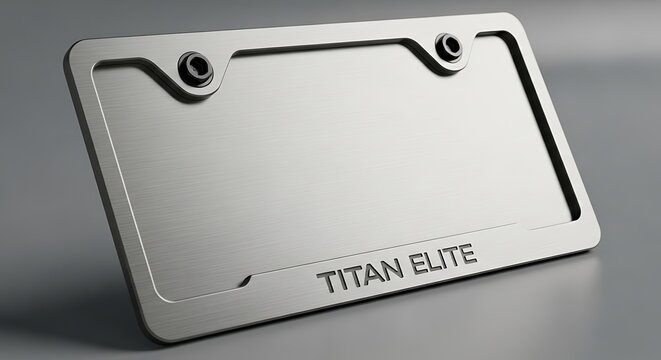 Metallic Titan Elite Car License Plate Frame Mockup.