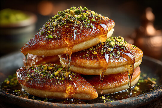 Ramadan dessert qatayef on a white backdrop