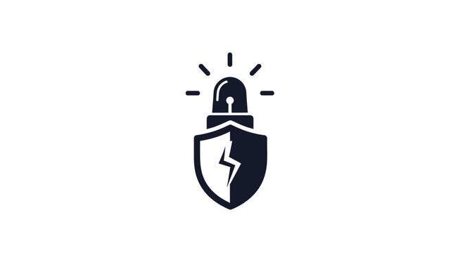 Security shield with alarm light icon.