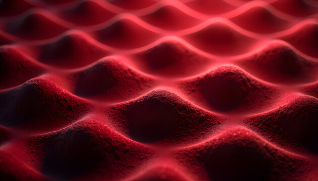 Luxurious Red Fabric with Soft Wavy Texture, Elegant Silk Background, Rich Textile for Fashion and Design Concept